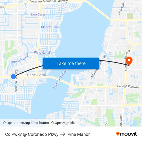 Cc Pwky @ Coronado Pkwy to Pine Manor map