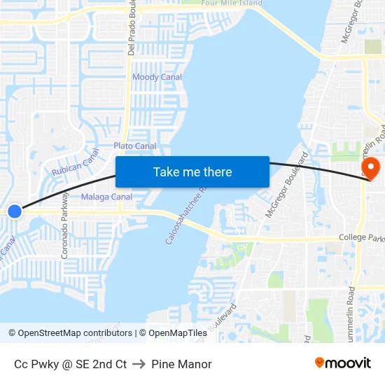 Cc Pwky @ SE 2nd Ct to Pine Manor map