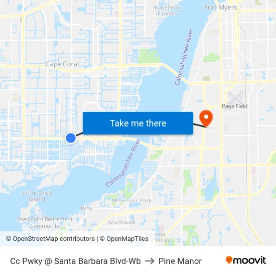 Cc Pwky @ Santa Barbara Blvd-Wb to Pine Manor map