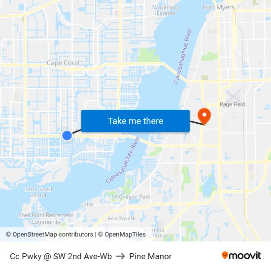 Cc Pwky @ SW 2nd Ave-Wb to Pine Manor map