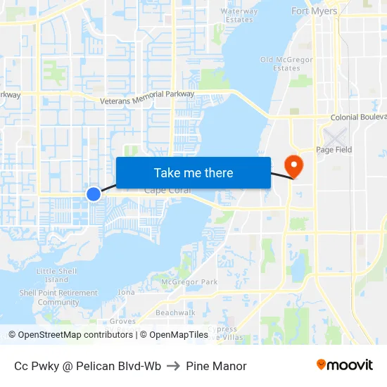Cc Pwky @ Pelican Blvd-Wb to Pine Manor map