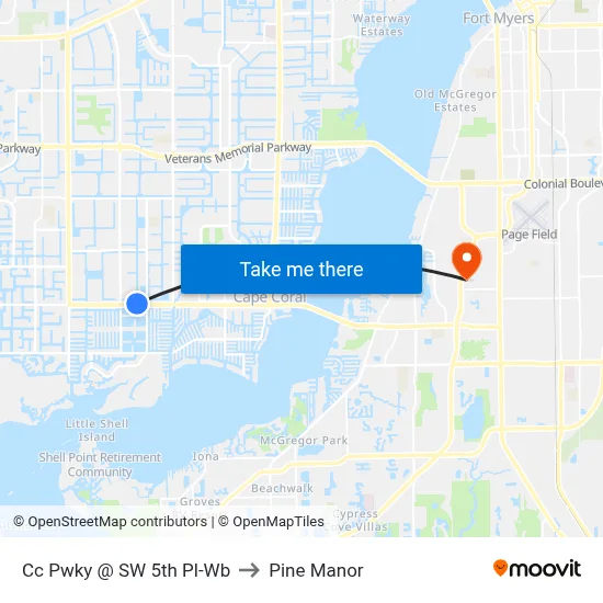 Cc Pwky @ SW 5th Pl-Wb to Pine Manor map