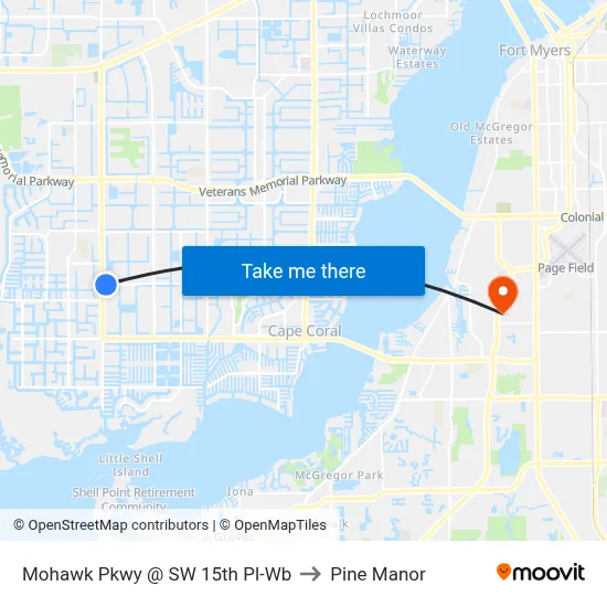 Mohawk Pkwy @ SW 15th Pl-Wb to Pine Manor map