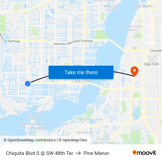 Chiquita Blvd S @ SW 48th Ter to Pine Manor map