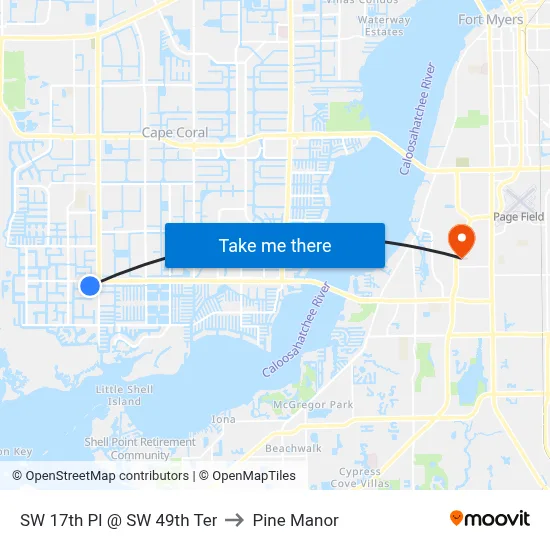 SW 17th Pl @ SW 49th Ter to Pine Manor map