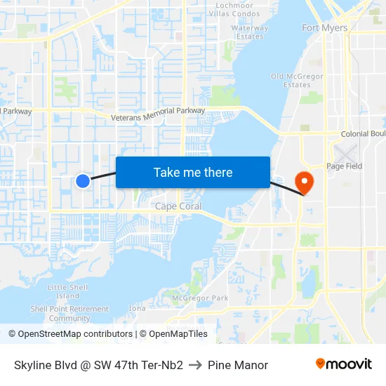 Skyline Blvd @ SW 47th Ter-Nb2 to Pine Manor map
