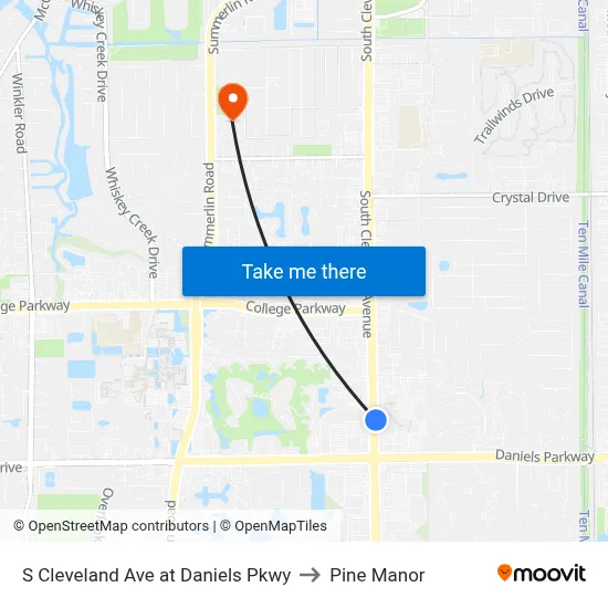 S Cleveland Ave at Daniels Pkwy to Pine Manor map