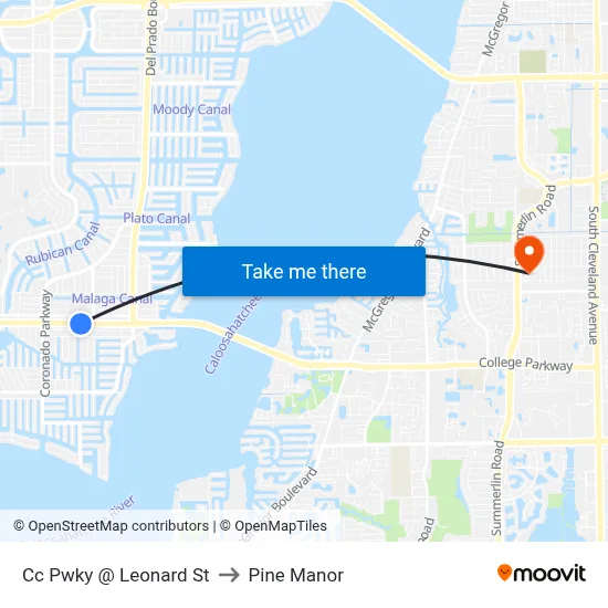 Cc Pwky @ Leonard St to Pine Manor map