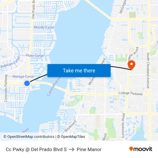 Cc Pwky @ Del Prado Blvd S to Pine Manor map