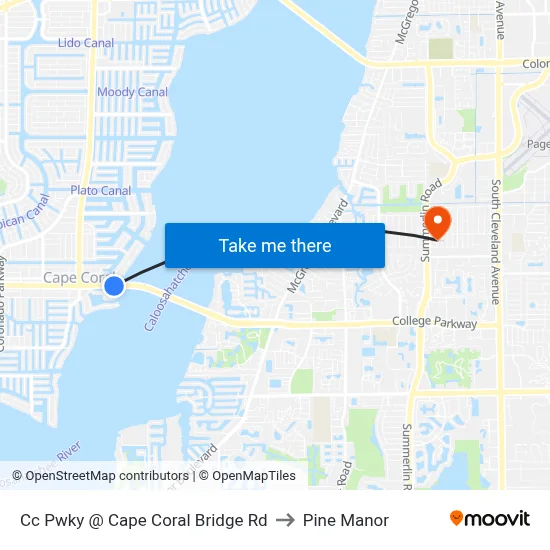 Cc Pwky @ Cape Coral Bridge Rd to Pine Manor map