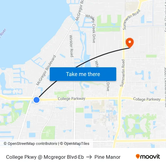 College Pkwy @ Mcgregor Blvd-Eb to Pine Manor map