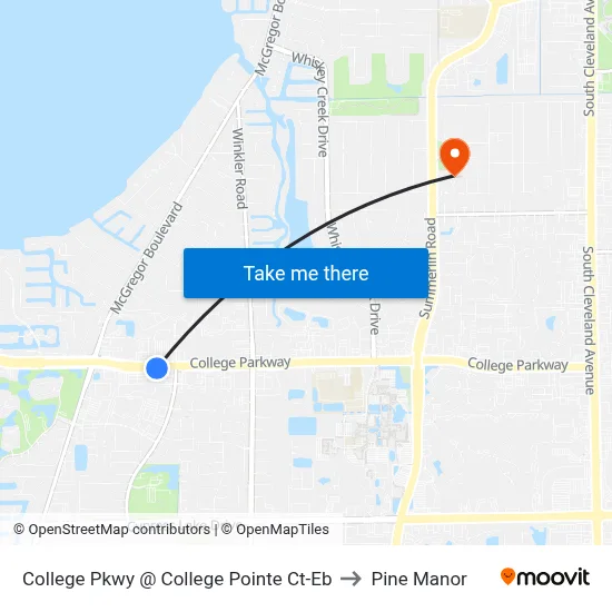 College Pkwy @ College Pointe Ct-Eb to Pine Manor map