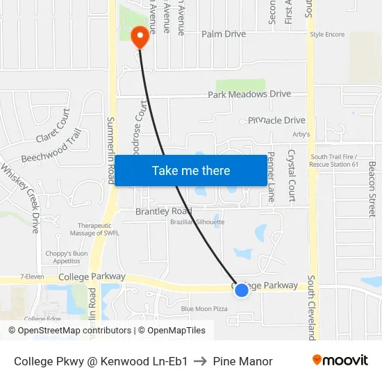College Pkwy @ Kenwood Ln-Eb1 to Pine Manor map