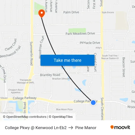 College Pkwy @ Kenwood Ln-Eb2 to Pine Manor map