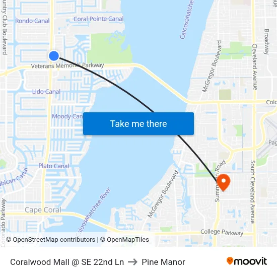 Coralwood Mall @ SE 22nd Ln to Pine Manor map