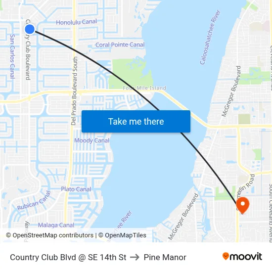 Country Club Blvd @ SE 14th St to Pine Manor map