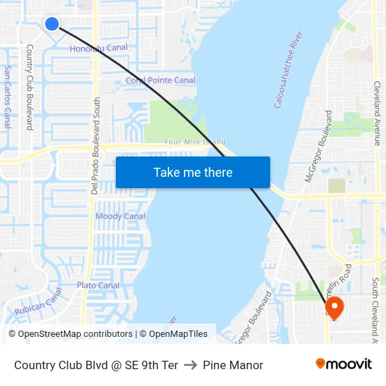 Country Club Blvd @ SE 9th Ter to Pine Manor map