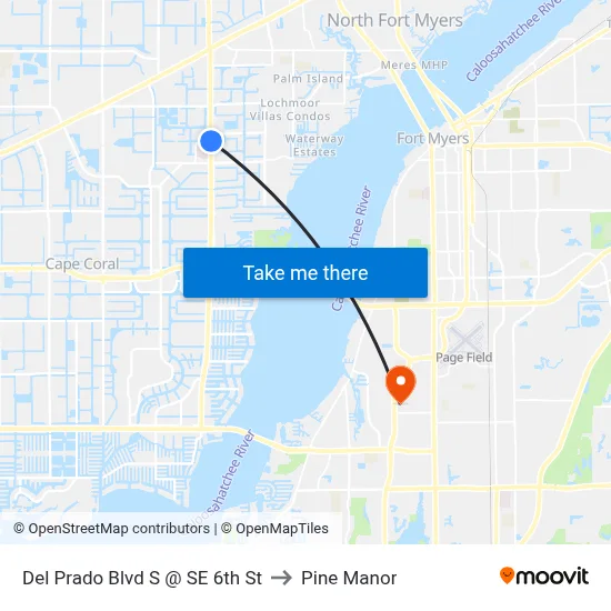 Del Prado Blvd S @ SE 6th St to Pine Manor map
