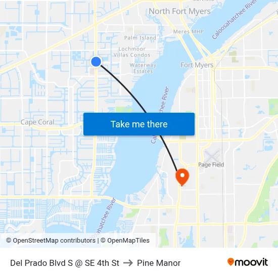 Del Prado Blvd S @ SE 4th St to Pine Manor map