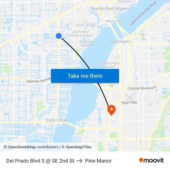 Del Prado Blvd S @ SE 2nd St to Pine Manor map