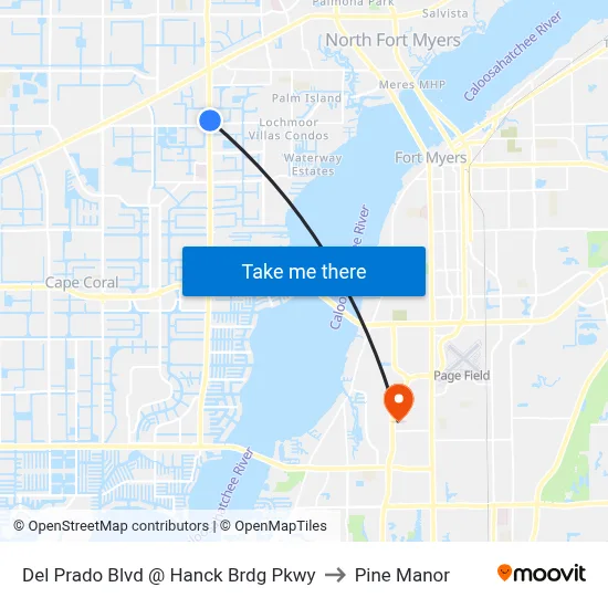 Del Prado Blvd @ Hanck Brdg Pkwy to Pine Manor map