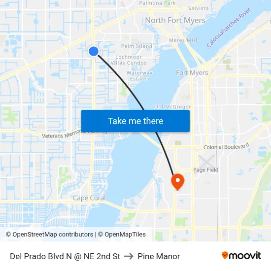 Del Prado Blvd N @ NE 2nd St to Pine Manor map