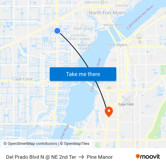 Del Prado Blvd N @ NE 2nd Ter to Pine Manor map