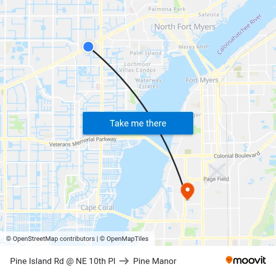 Pine Island Rd @ NE 10th Pl to Pine Manor map