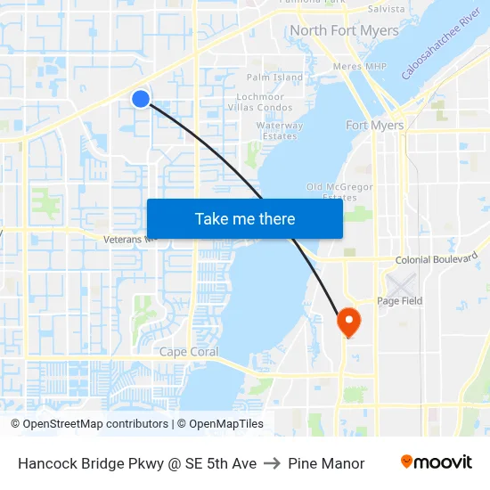 Hancock Bridge Pkwy @ SE 5th Ave to Pine Manor map