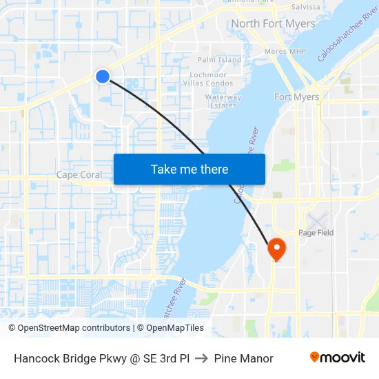 Hancock Bridge Pkwy @ SE 3rd Pl to Pine Manor map