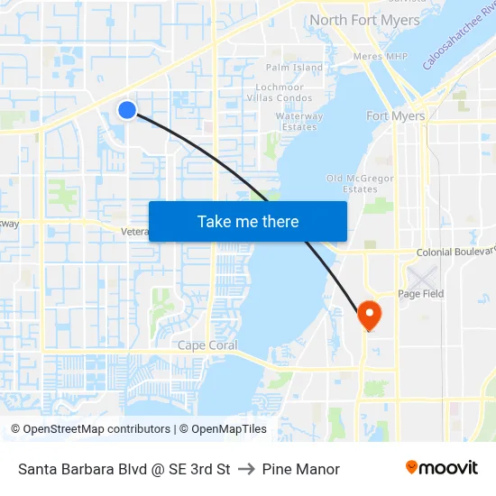 Santa Barbara Blvd @ SE 3rd St to Pine Manor map