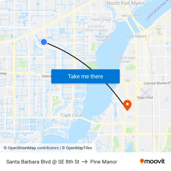 Santa Barbara Blvd @ SE 8th St to Pine Manor map