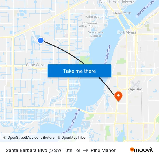 Santa Barbara Blvd @ SW 10th Ter to Pine Manor map