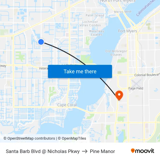 Santa Barb Blvd @ Nicholas Pkwy to Pine Manor map