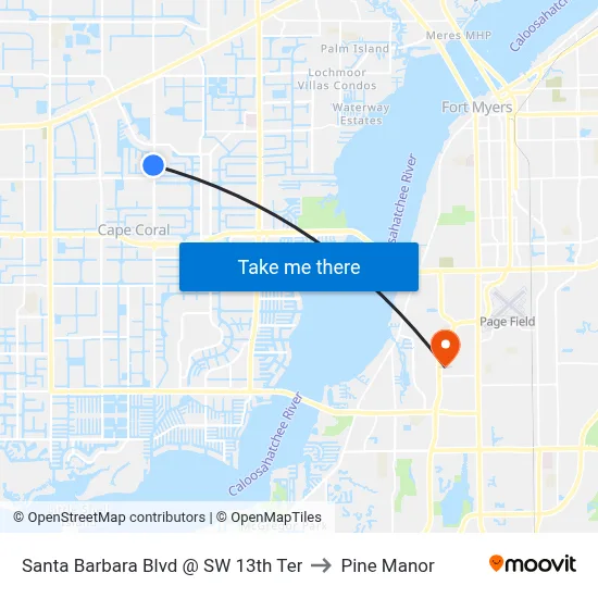 Santa Barbara Blvd @ SW 13th Ter to Pine Manor map