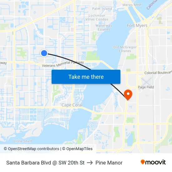 Santa Barbara Blvd @ SW 20th St to Pine Manor map