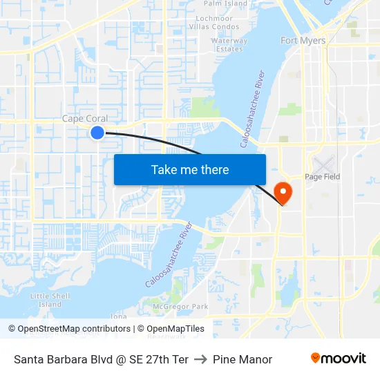 Santa Barbara Blvd @ SE 27th Ter to Pine Manor map