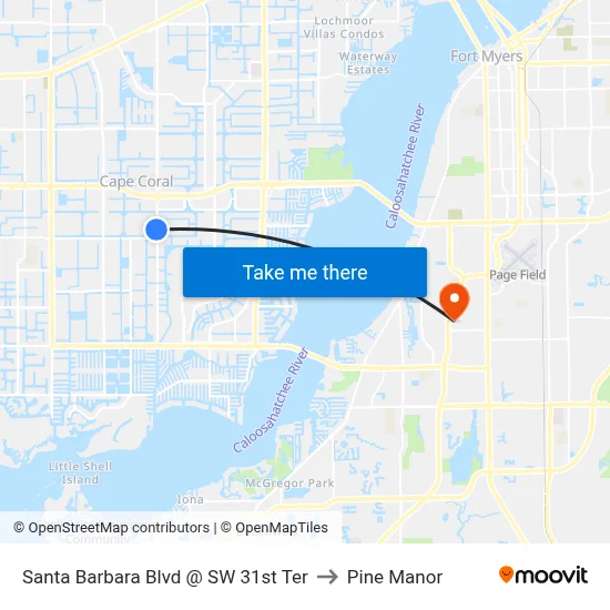 Santa Barbara Blvd @ SW 31st Ter to Pine Manor map