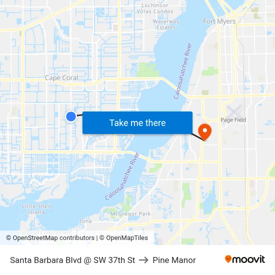 Santa Barbara Blvd @ SW 37th St to Pine Manor map