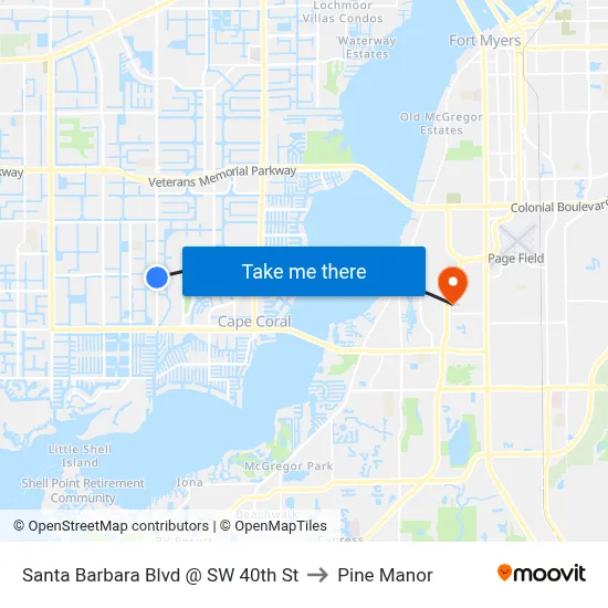 Santa Barbara Blvd @ SW 40th St to Pine Manor map
