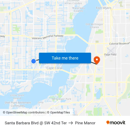 Santa Barbara Blvd @ SW 42nd Ter to Pine Manor map
