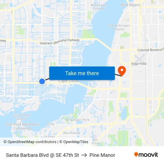 Santa Barbara Blvd @ SE 47th St to Pine Manor map