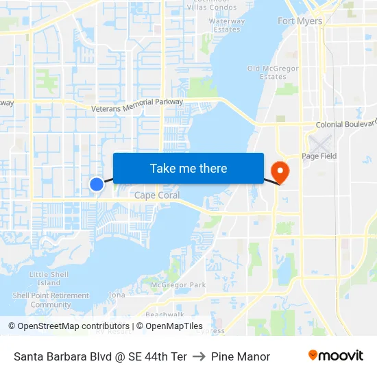 Santa Barbara Blvd @ SE 44th Ter to Pine Manor map