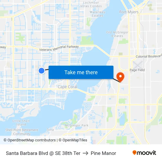 Santa Barbara Blvd @ SE 38th Ter to Pine Manor map