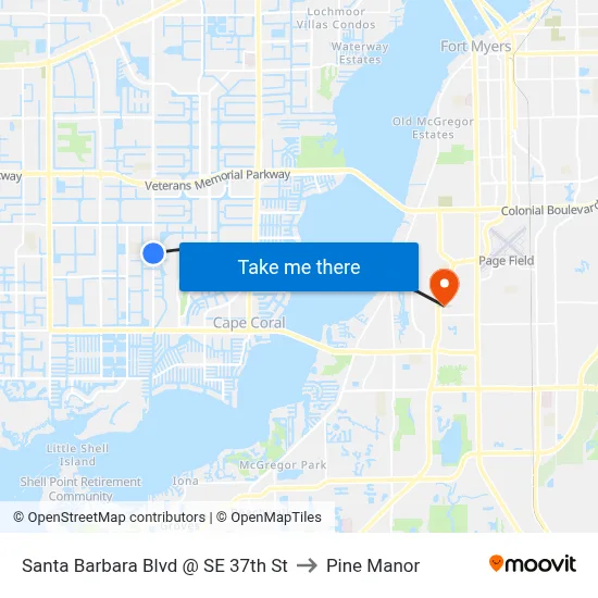 Santa Barbara Blvd @ SE 37th St to Pine Manor map