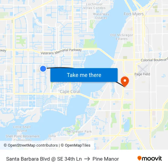 Santa Barbara Blvd @ SE 34th Ln to Pine Manor map