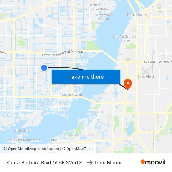 Santa Barbara Blvd @ SE 32nd St to Pine Manor map