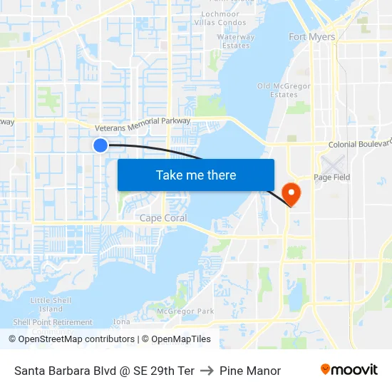 Santa Barbara Blvd @ SE 29th Ter to Pine Manor map