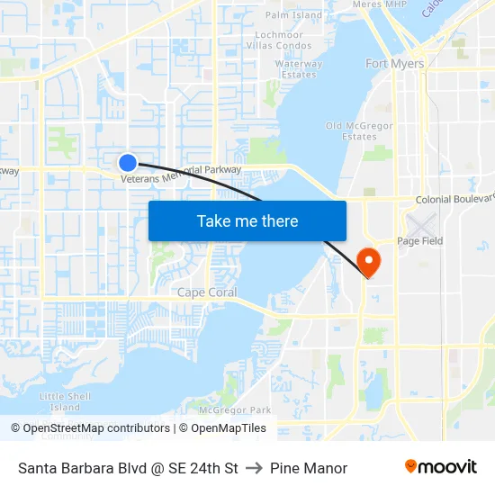 Santa Barbara Blvd @ SE 24th St to Pine Manor map