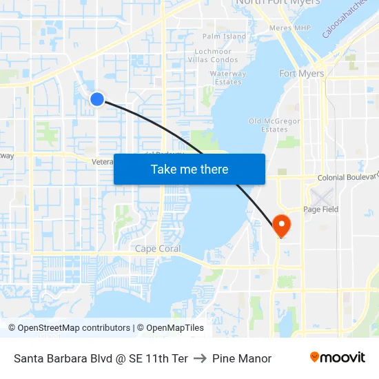 Santa Barbara Blvd @ SE 11th Ter to Pine Manor map